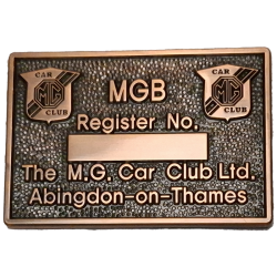 MGB Register Plaque